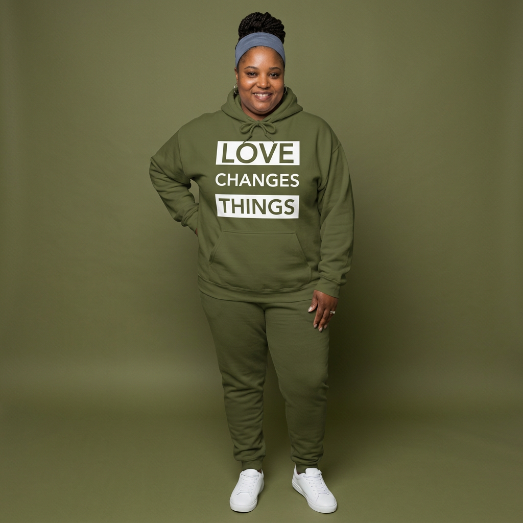 Love Changes Things Pullover Hoodie - Army Green