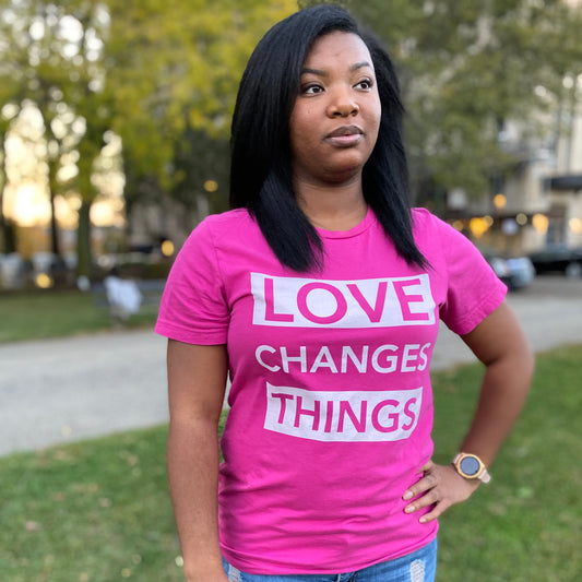 Love Changes Things Signature Tee - Hot Pink