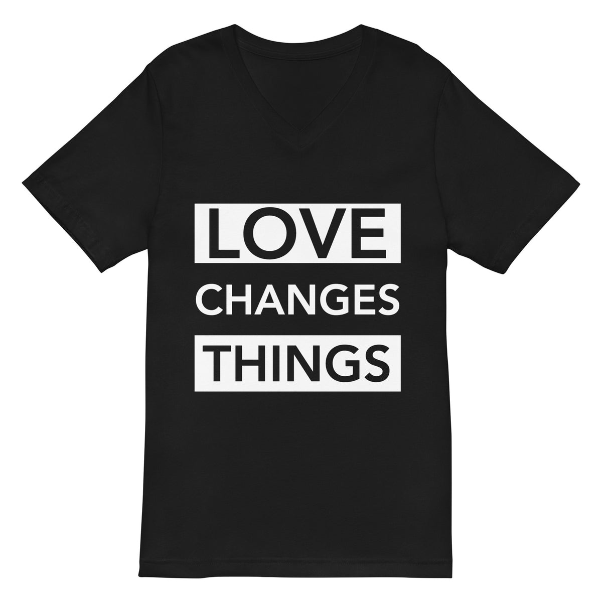 Love Changes Things Signature V-Neck Tee - Black