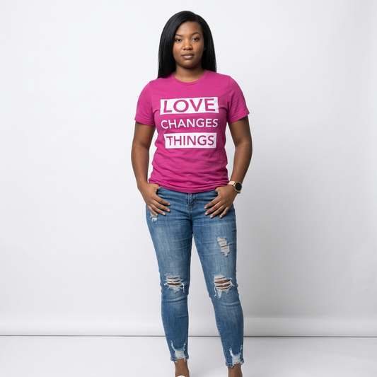 Love Changes Things Signature Tee - Hot Pink