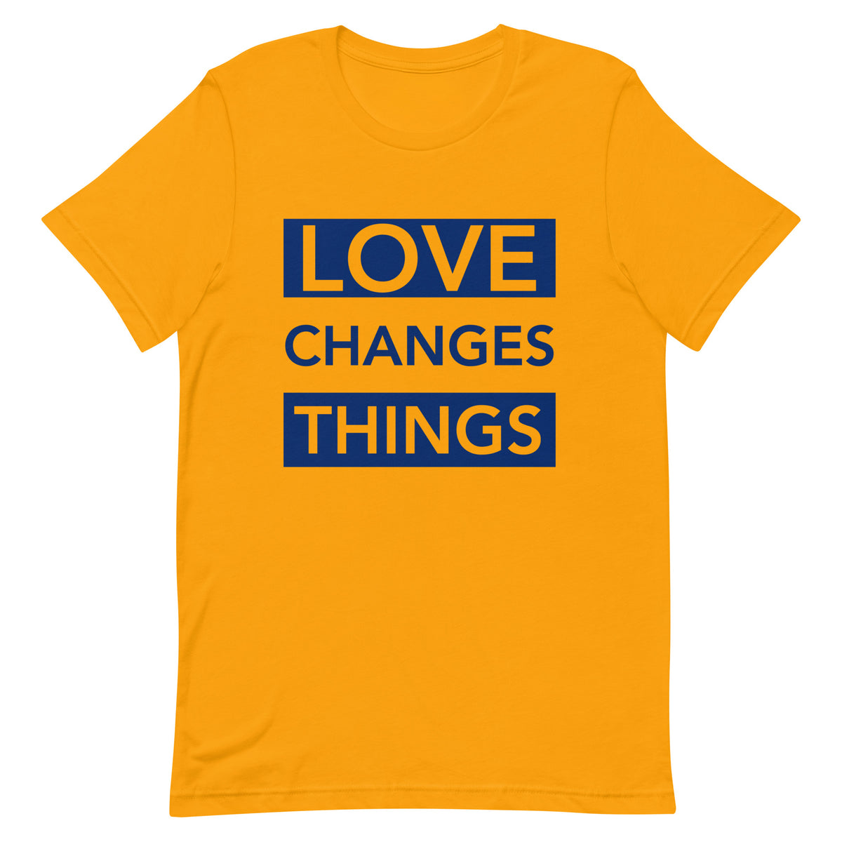 Love Changes Things Signature Tee - Gold and Blue