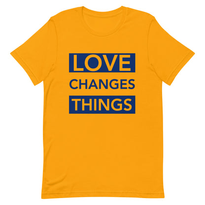 Love Changes Things Signature Tee - Gold and Blue