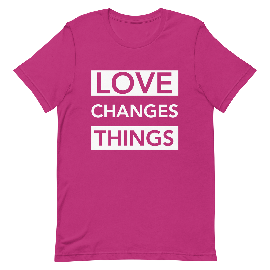 Love Changes Things Signature Tee - Hot Pink