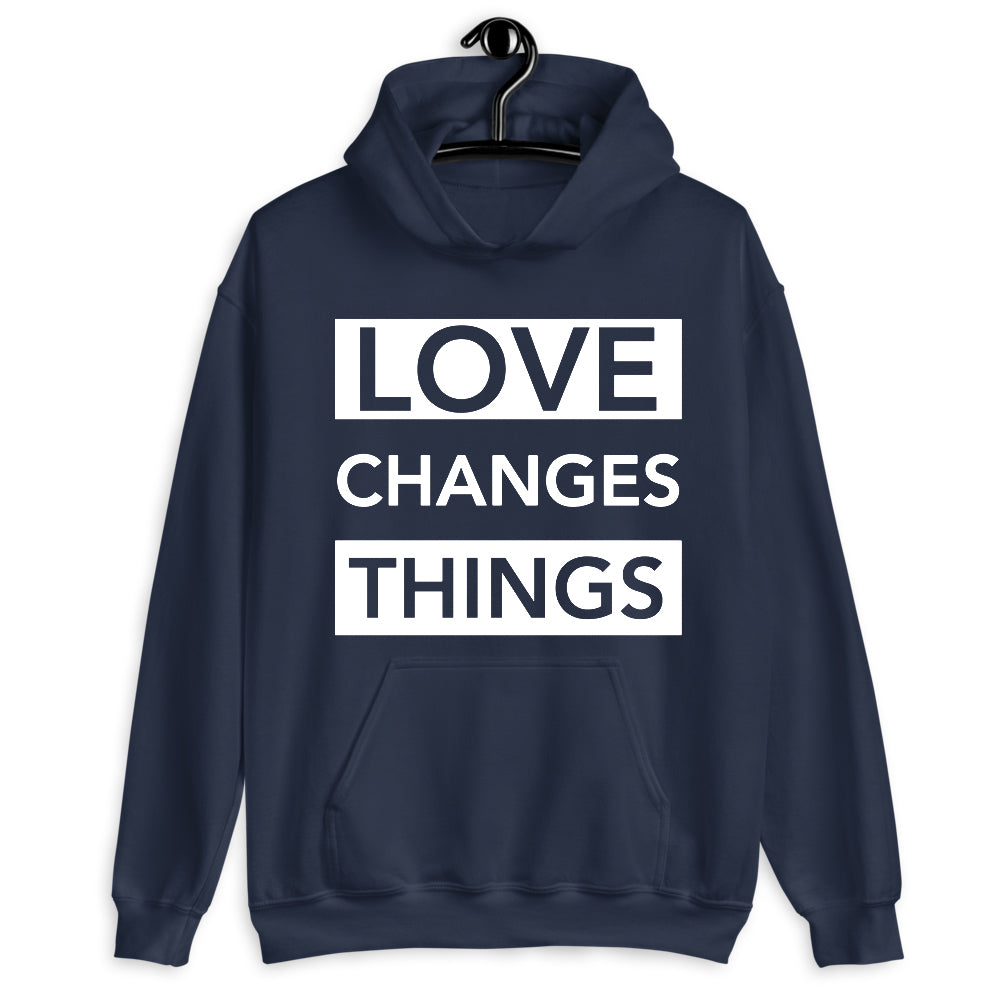Love Changes Things Pullover Hoodie - Navy Blue
