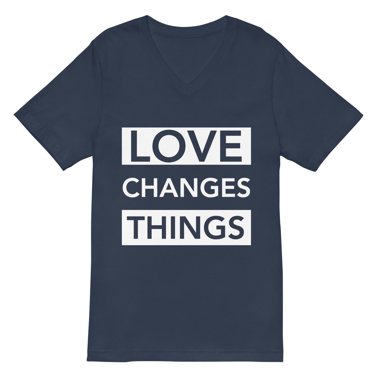 Love Changes Things Signature V-Neck Tee - Navy Blue
