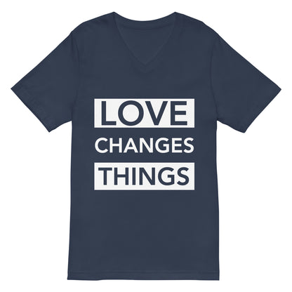 Love Changes Things Signature V-Neck Tee - Navy Blue