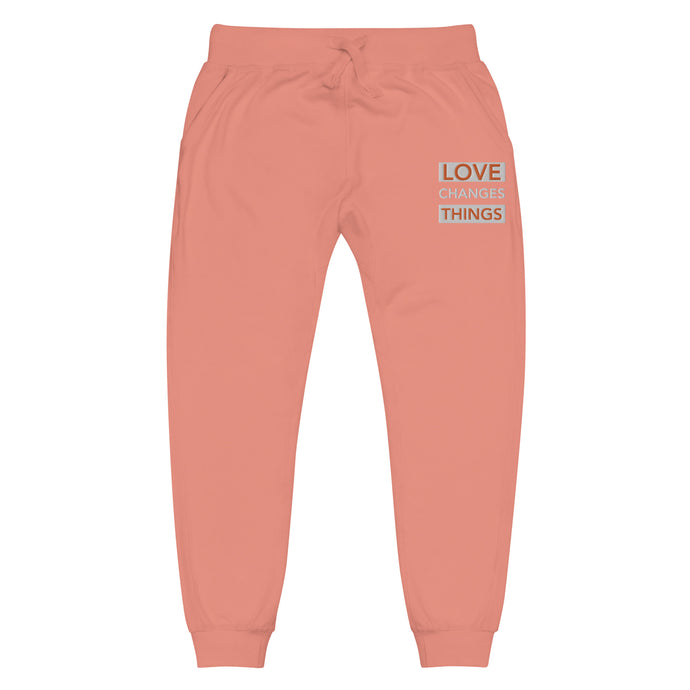 Love Changes Things Slim Fit Joggers - Embroidered - Peach