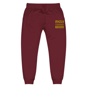 Love Changes Things Slim Fit Joggers - Embroidered - Maroon