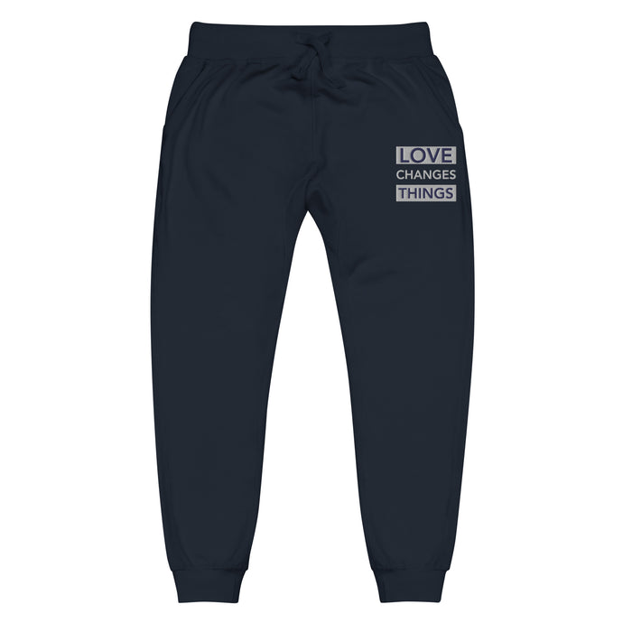 Love Changes Things Slim Fit Joggers - Embroidered - Navy Blue